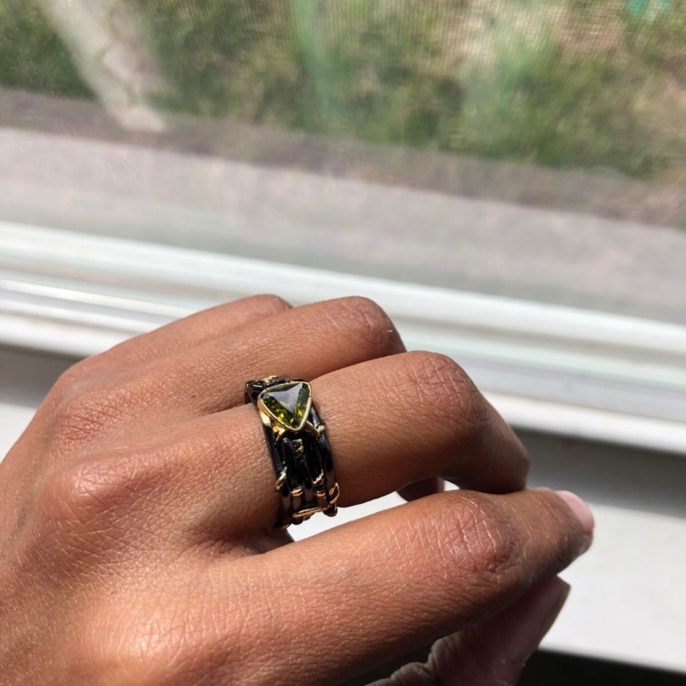 - Hematite Finish Swarovski Elements Ring Size 7 - image 6